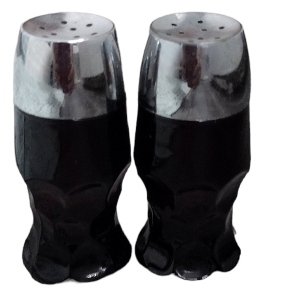 Georgian Vintage Salt And Pepper Shakers Dark Ruby With Silver Tops - Picture 2 of 6